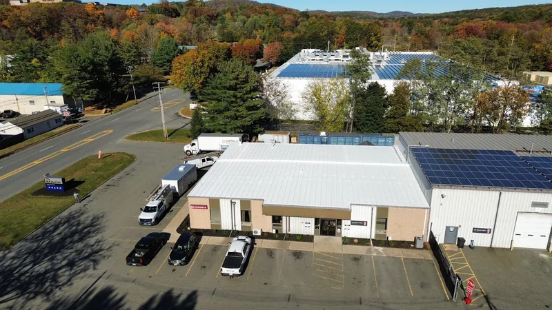 Commercial membrane roof on an industrial building