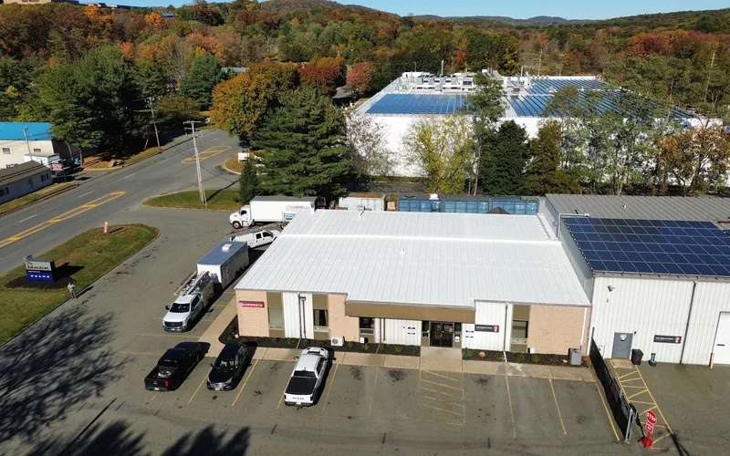 Commercial membrane roof on an industrial building